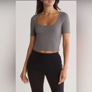 Abound Compact Rib T-shirt Grey Pearl Ribbed Crop Top Size Large New Nordstrom